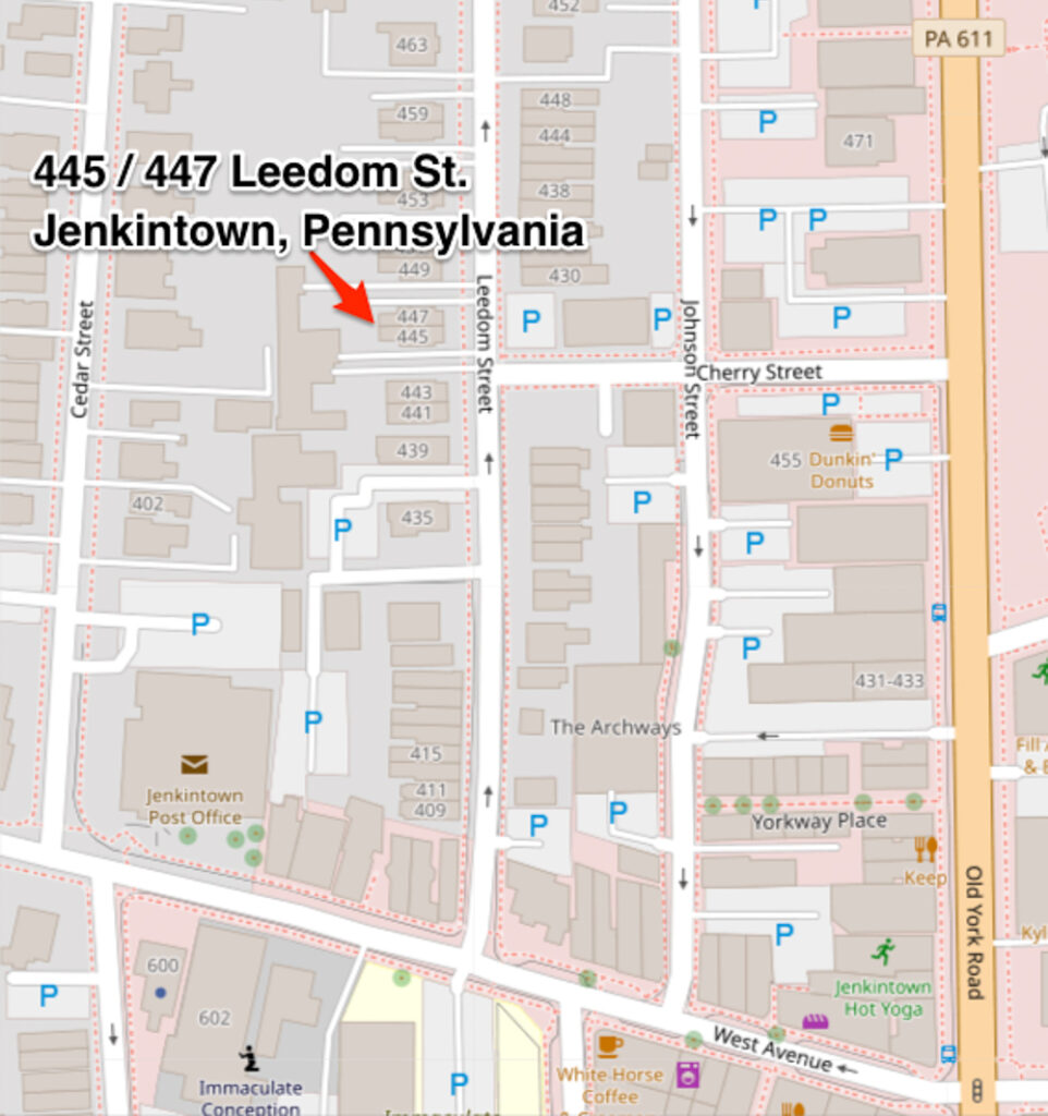 Map showing 445 & 447 Leedom St. Jenkintown, PA