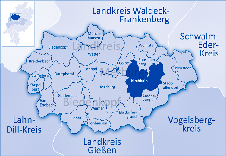 Municipal Territory of Kirchhain, District of Marburg-Biedenkopf, Germany