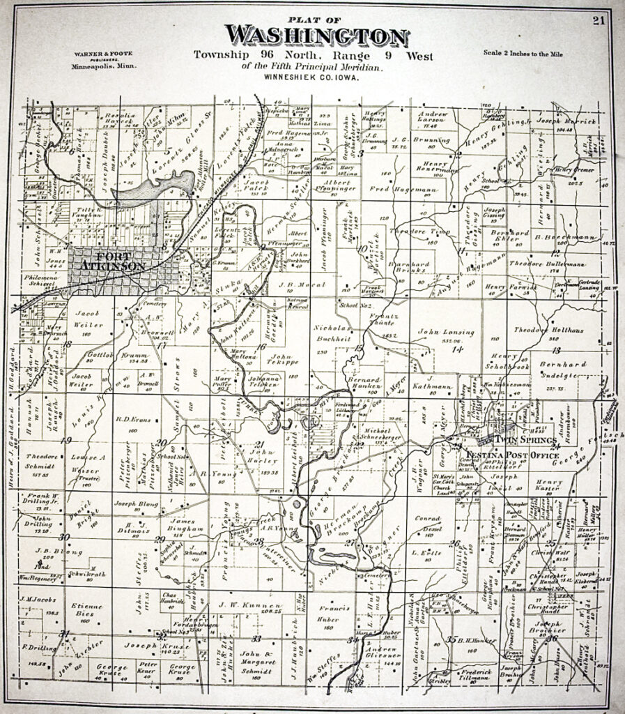 1886 Plat Map of Washington Township, Winneshiek County, Iowa