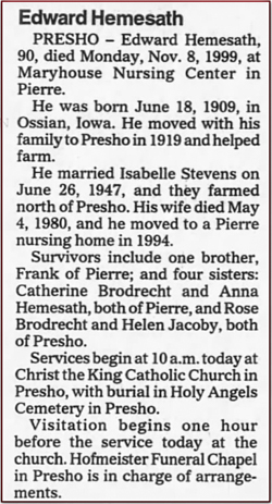 Edward Hemessath Obituary