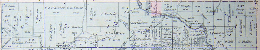 Partial 1879 Auburn Township Plat Map Sections 1-6, Auburn, Fayette County, Iowa