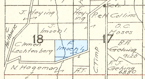 1930 Partial Military Township Map Sections 17 & 18