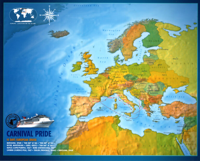 Map showing route of our Mediterranean Cruise