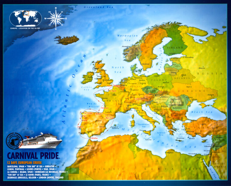 Map of Cruise Barcelona to Dover