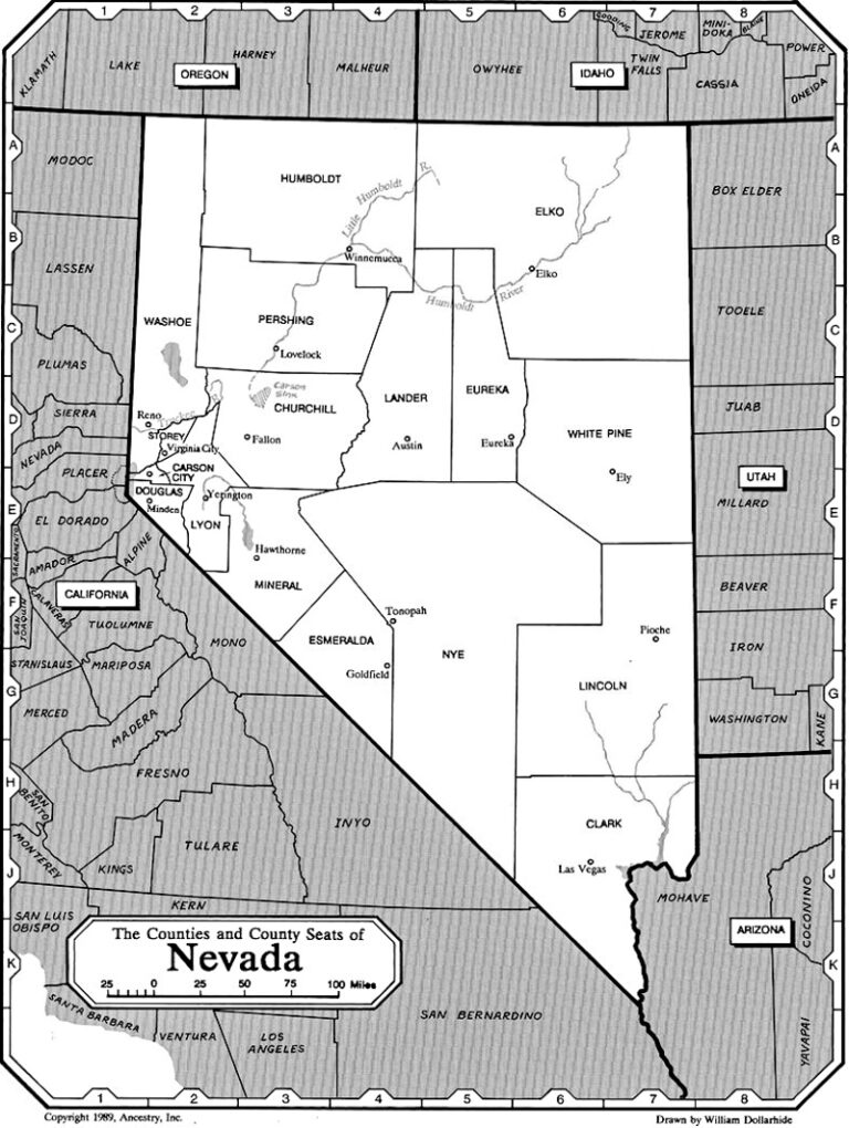 Nevada Counties Map