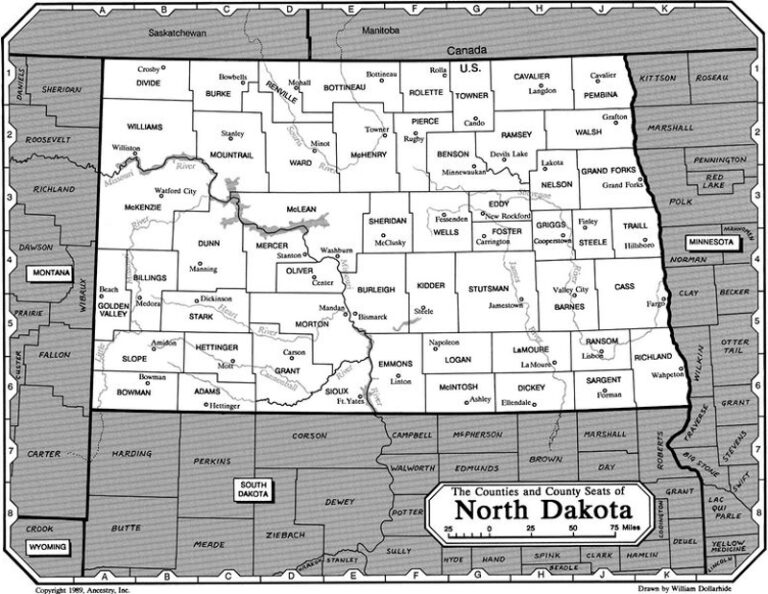 North Dakota Counties Map