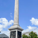 Nelsons Column commemorating Admiral Lord Nelson’s victory at Trafalgar, Trafalgar Square, London.