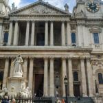 St. Pauls Cathedral with statue of Queen Anne in the front, London.