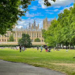 Victoria Tower Gardens with view of Palace Westminster, London