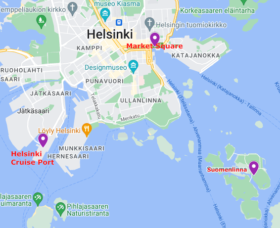 Map of Helsinki, Finland