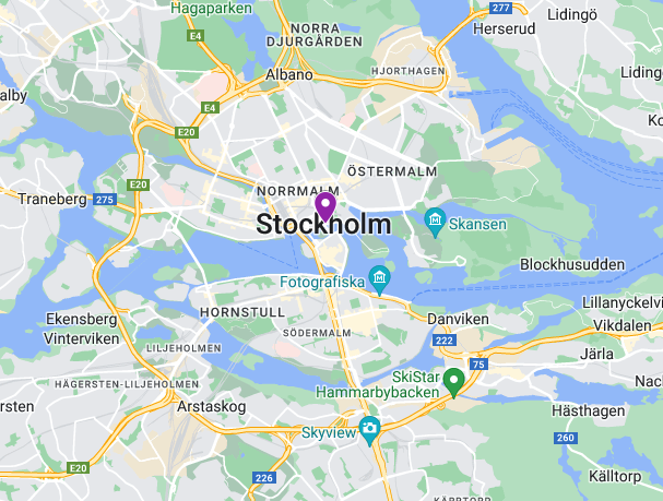 Map Stockholm, Sweden
