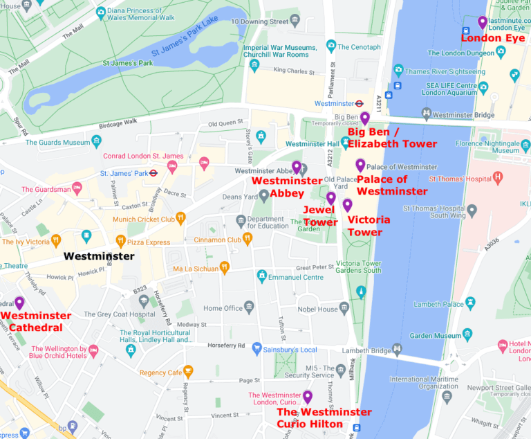 Map of Westminster, London, England