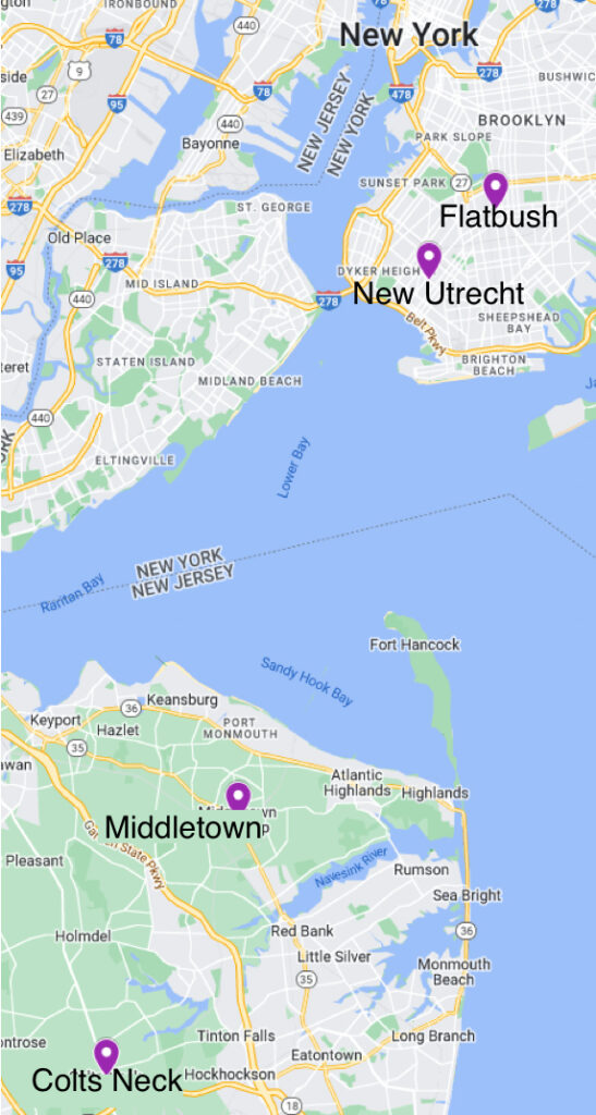 Map showing places Jan Gysbertsen van Meteren lived