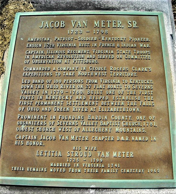 Jacob Van Meter, Sr. Memorial Plaque (1723-1798)