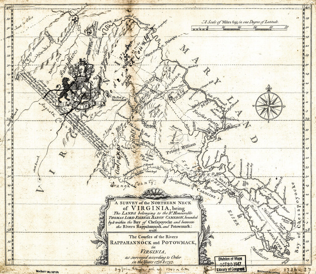 Survey of the Northern Neck of Virginia, 1736-1737. Virginia Land Grants.