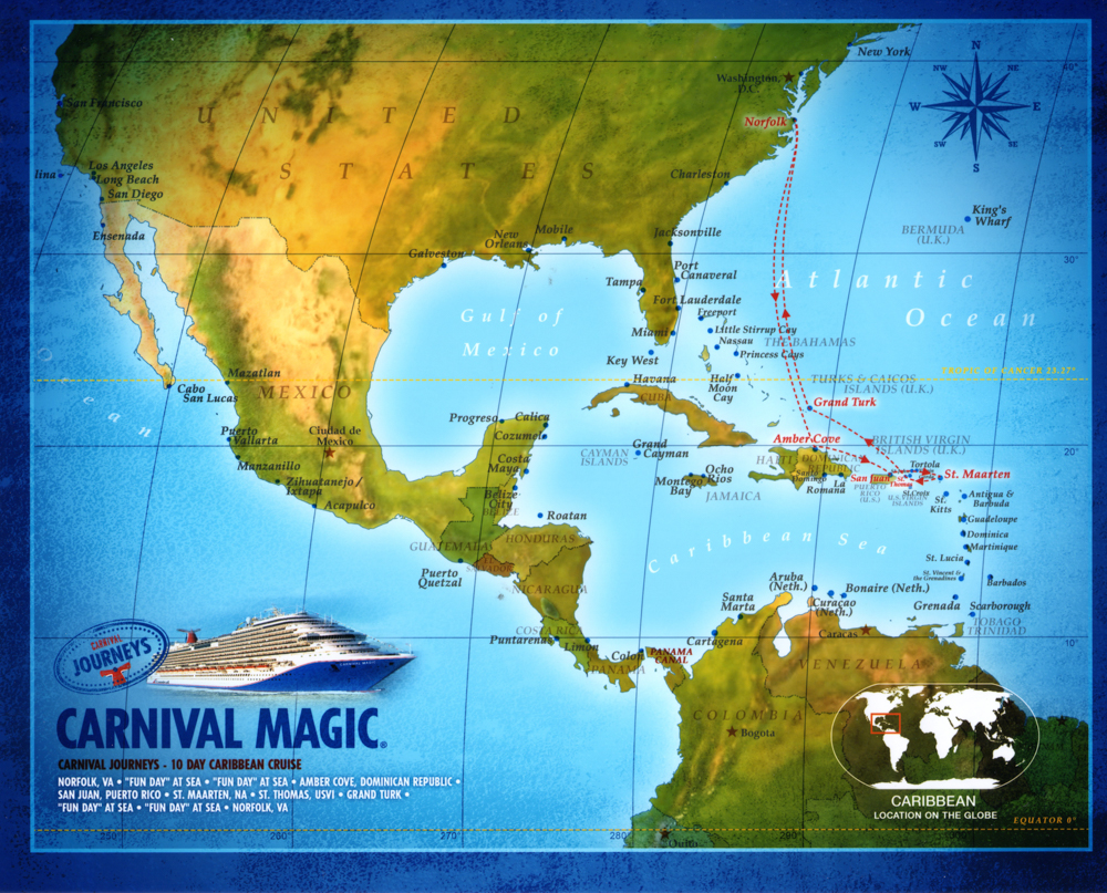 Carnival Magic Itinerary Map June 14, 2023