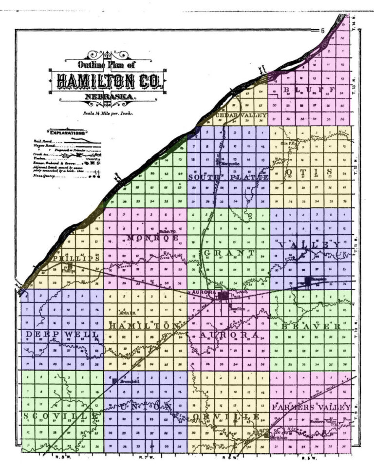 Hamilton County, Nebraska Township Map