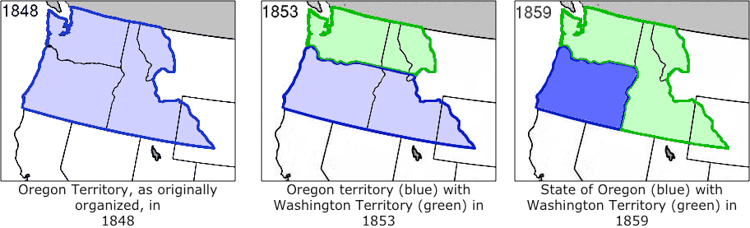Oregon Territory to Oregon State 1848-1859.